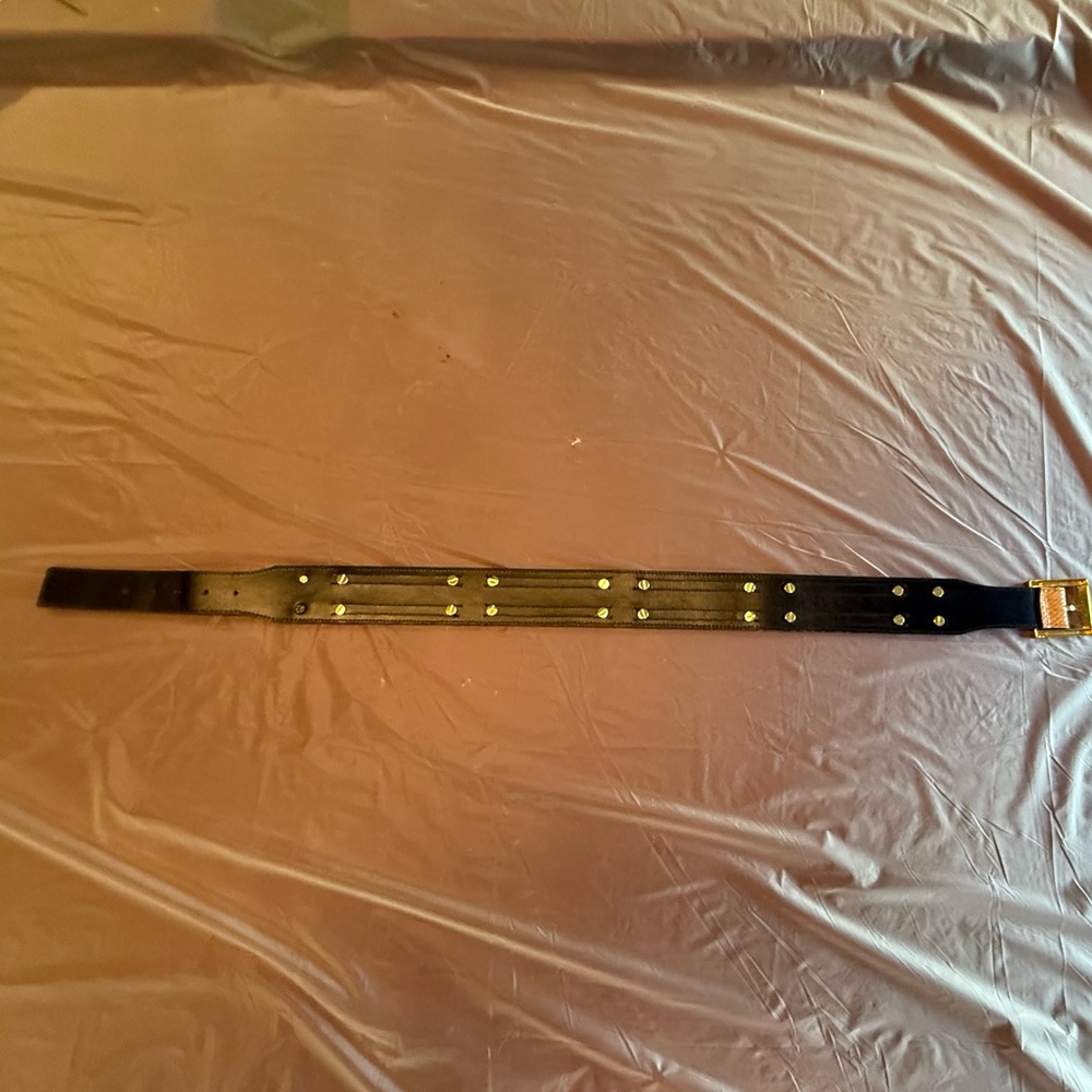 RARE Tory Burch Brown Snakeskin Waist belt black leather gold 2” size M $425 - Picture 13 of 15